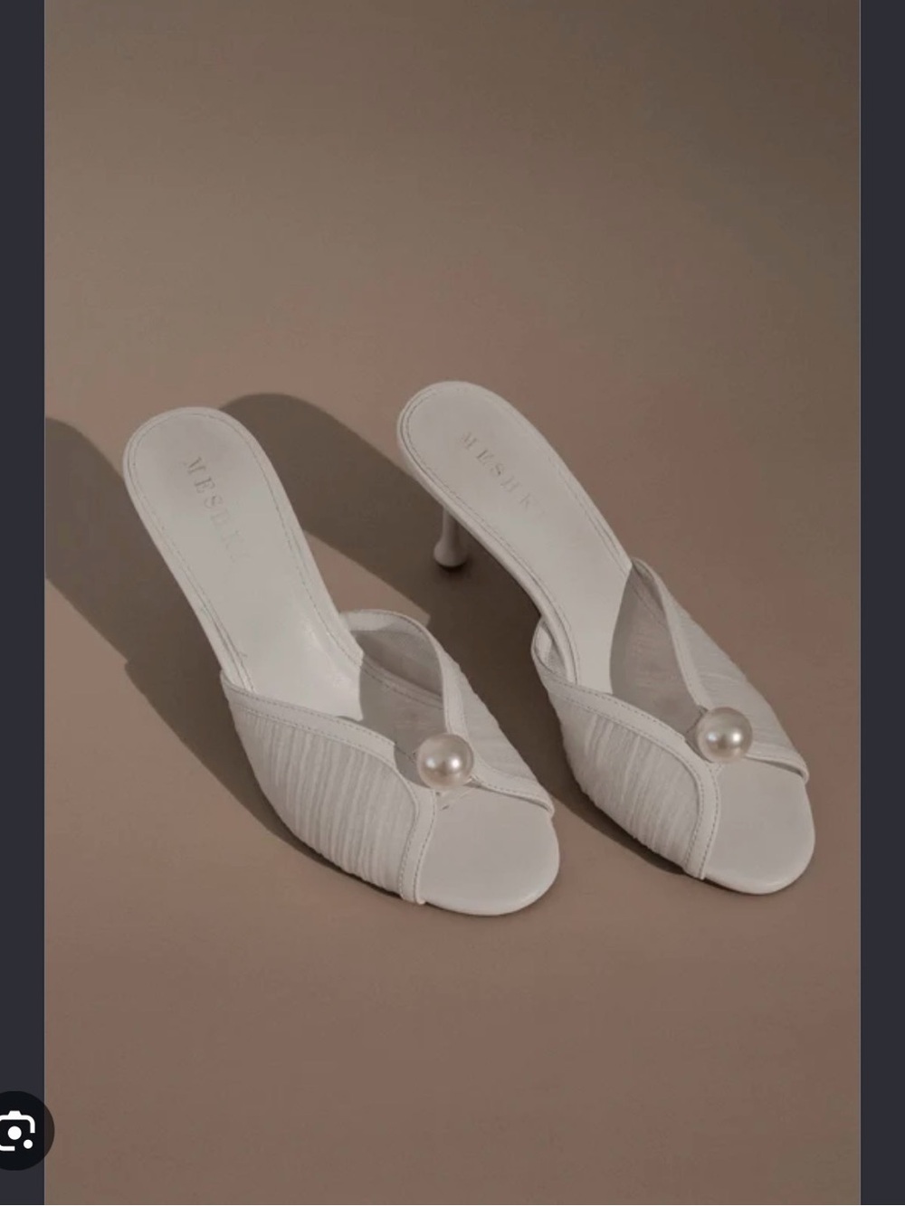 Meshki Reena Pearl Mesh Mules in Ivory